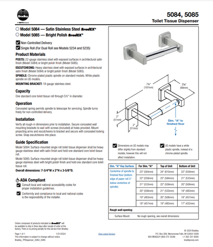 Toilet Paper Dispenser 5084 (Non-Stock)